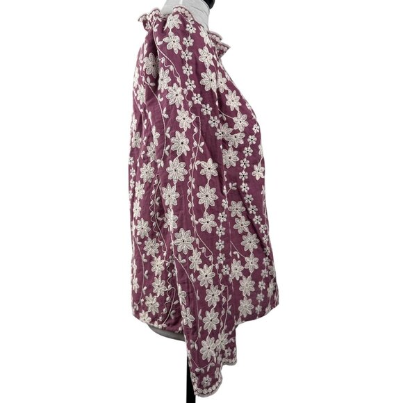 Floral Embroidered Blouse - Purple - Picture 8 of 12